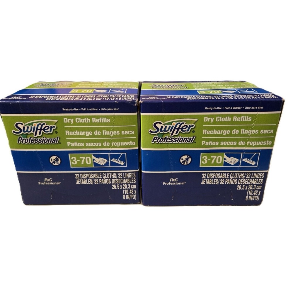 32 Count Swiffer Dry Cloth Refills Disposable 10.43"‎ x 8" White Lot of 2